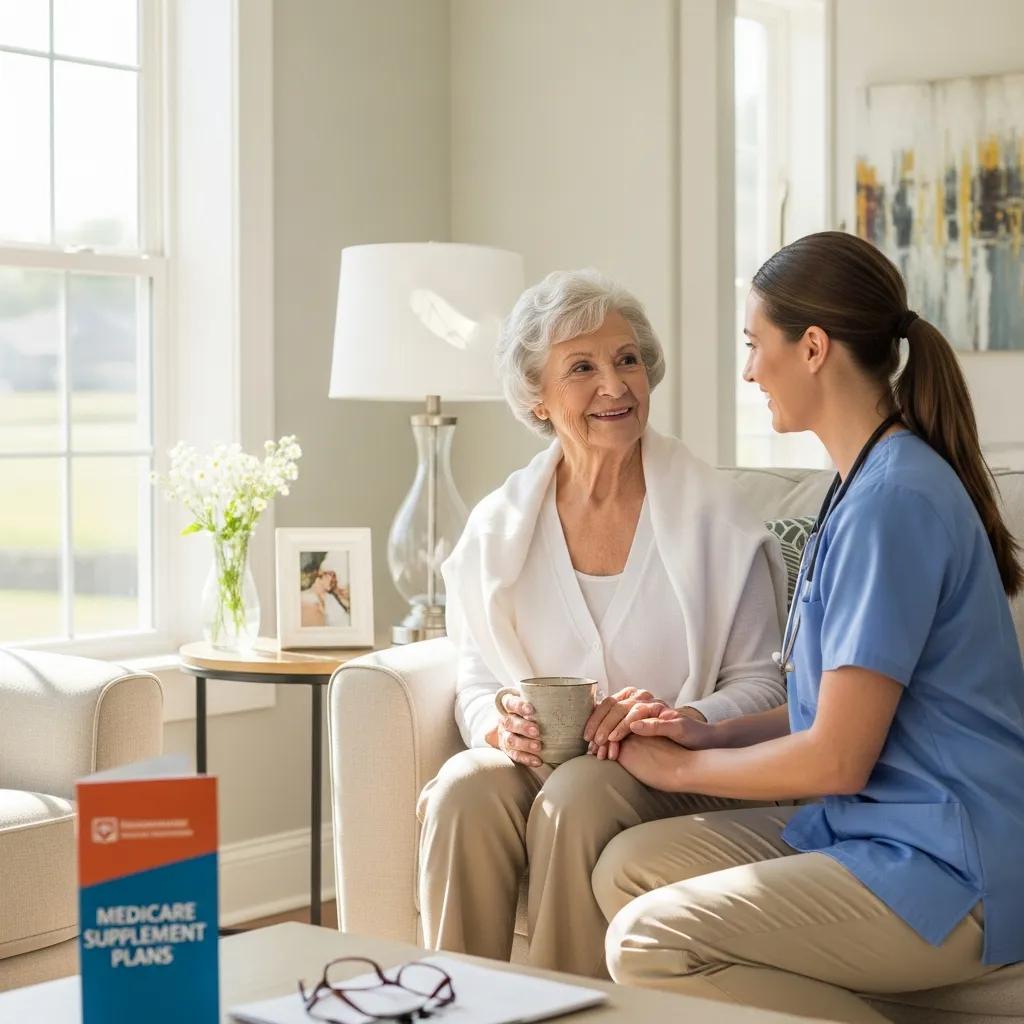 Elderly woman receiving care at home, illustrating Medicare Supplement benefits