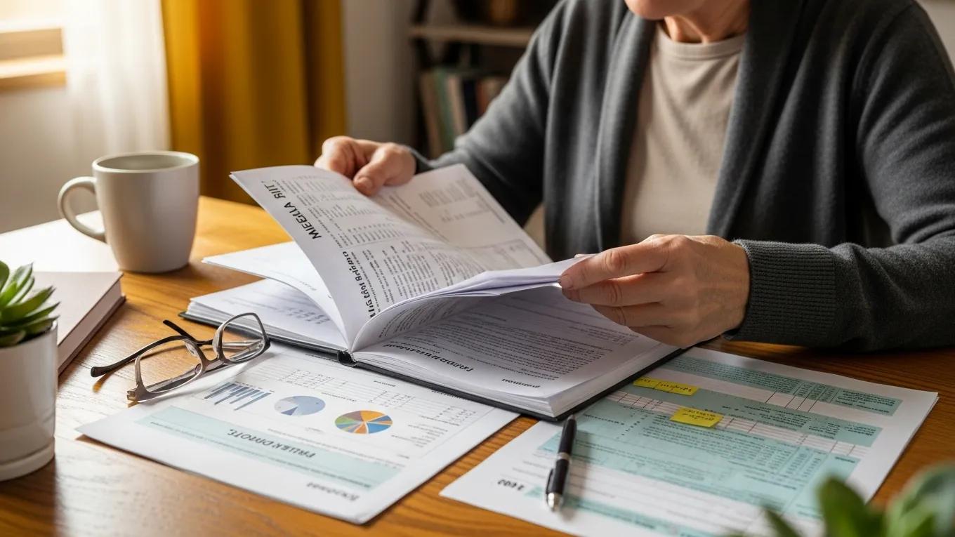 Individual analyzing retirement expenses documents, capturing the essence of financial scrutiny in planning for hidden costs