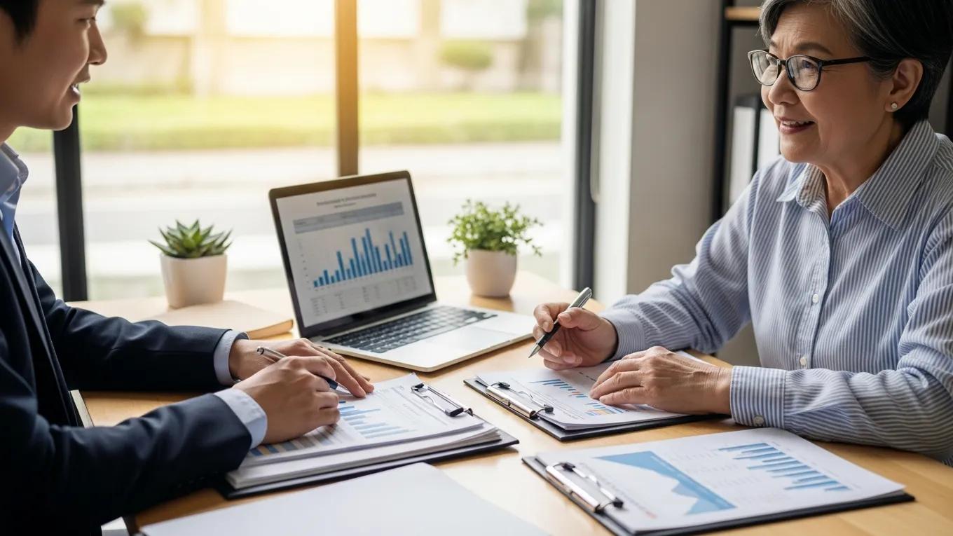Retiree receiving personalized financial advice from an advisor, highlighting the importance of tailored strategies for managing retirement expenses