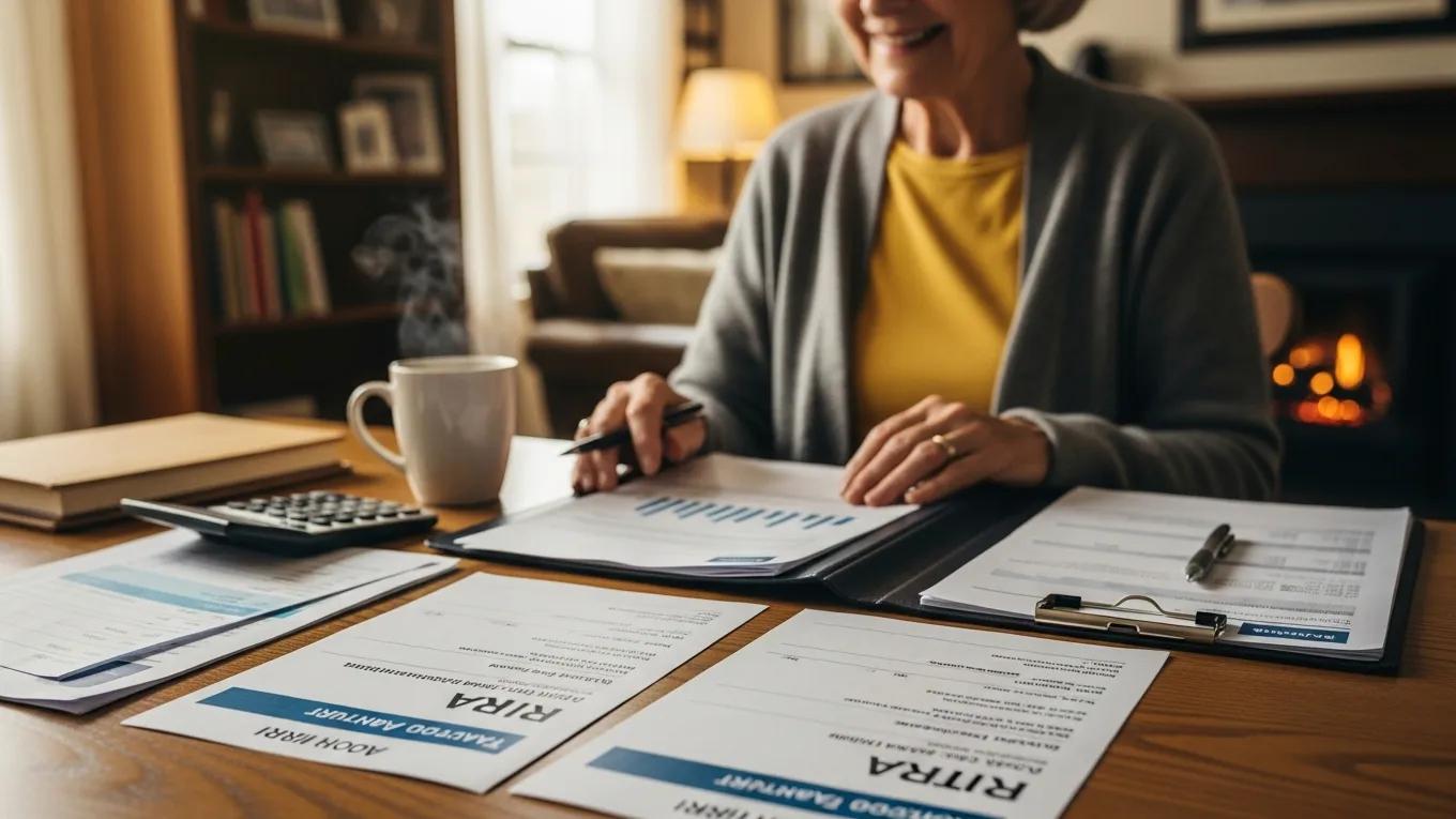 Retiree reviewing tax-advantaged accounts at home
